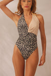 Maiô Bicolor Animal Print com Nude